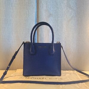 Michael Kors Royal Blue Pebbled Leather Medium Crossbody Bag